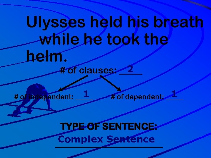 Ulysses held his breath while he took the helm. 2 # of clauses: _____
