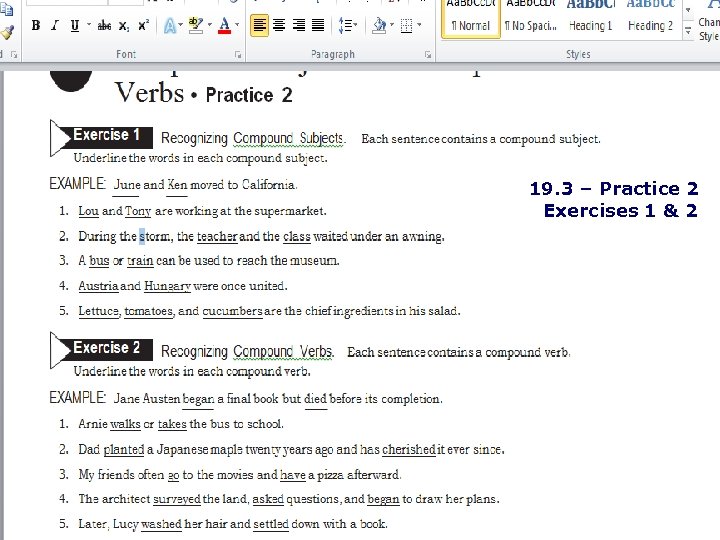 19. 3 – Practice 2 Exercises 1 & 2 