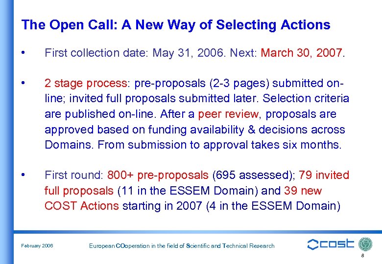 The Open Call: A New Way of Selecting Actions • First collection date: May