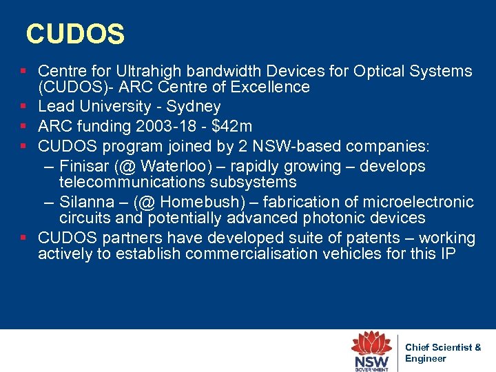 CUDOS § Centre for Ultrahigh bandwidth Devices for Optical Systems (CUDOS)- ARC Centre of