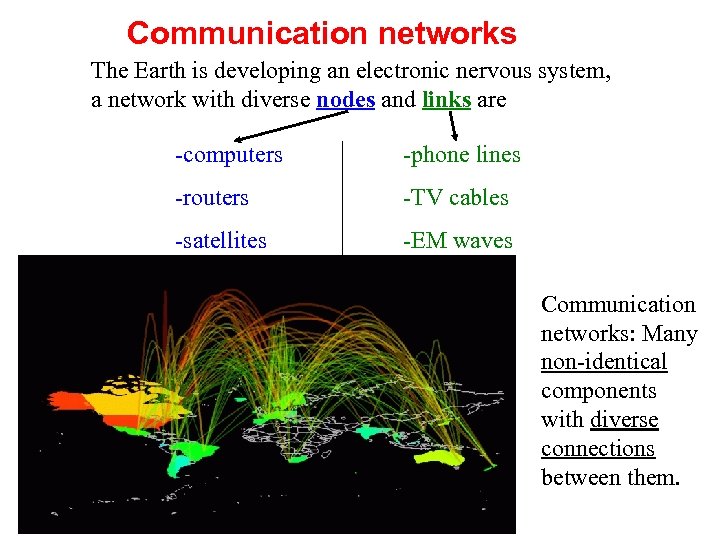 Communication networks The Earth is developing an electronic nervous system, a network with diverse