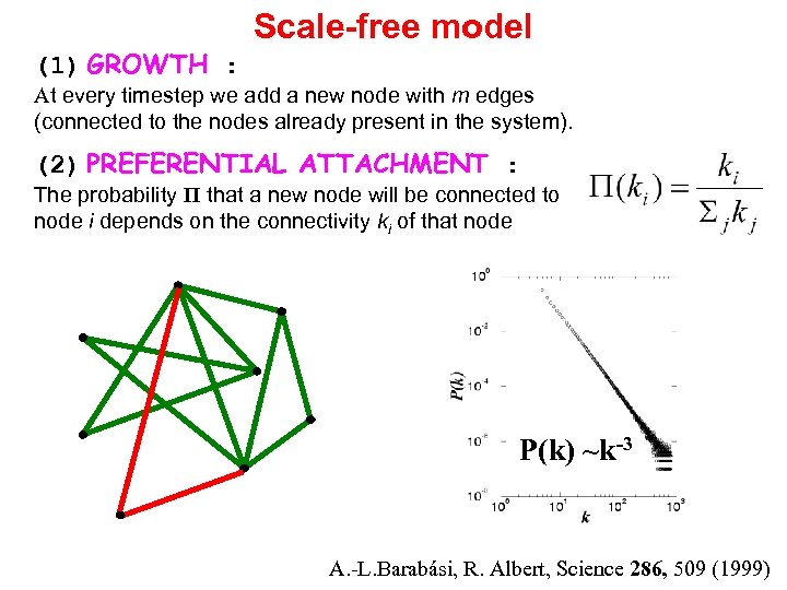 Scale-free model (1) GROWTH : At every timestep we add a new node with