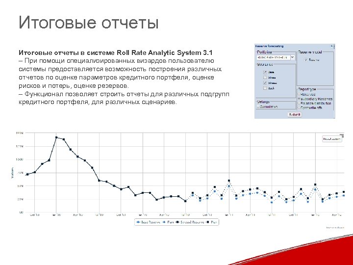 Итоговые отчеты в системе Roll Rate Analytic System 3. 1 – При помощи специализированных