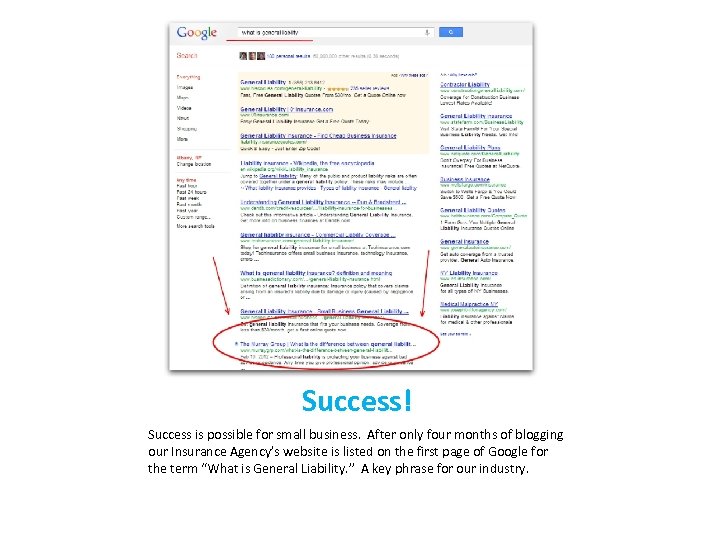 Success! Success is possible for small business. After only four months of blogging our
