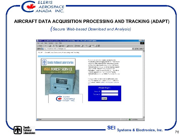 AIRCRAFT DATA ACQUISITION PROCESSING AND TRACKING (ADAPT) (Secure Web-based Download and Analysis) SEI Systems