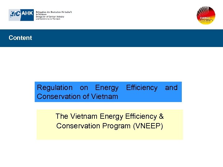 Content Regulation on Energy Efficiency and Conservation of Vietnam The Vietnam Energy Efficiency &