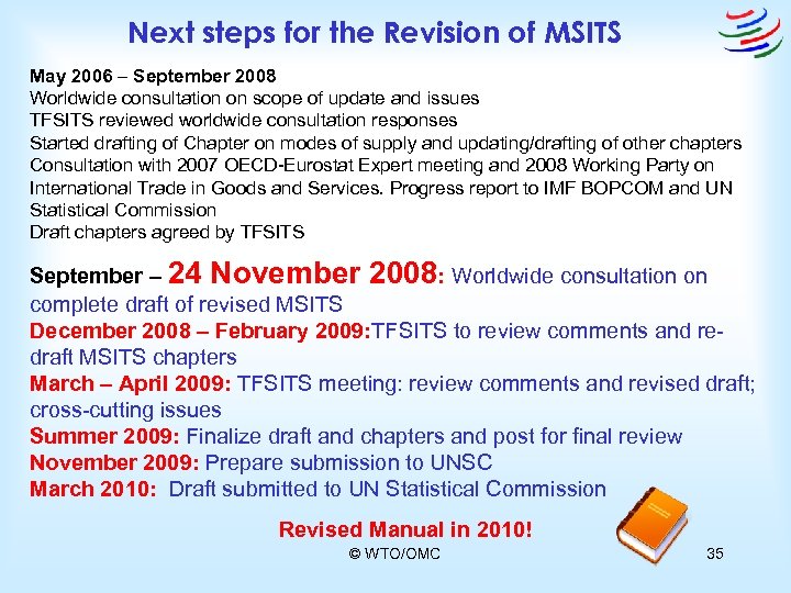 Next steps for the Revision of MSITS May 2006 – September 2008 Worldwide consultation