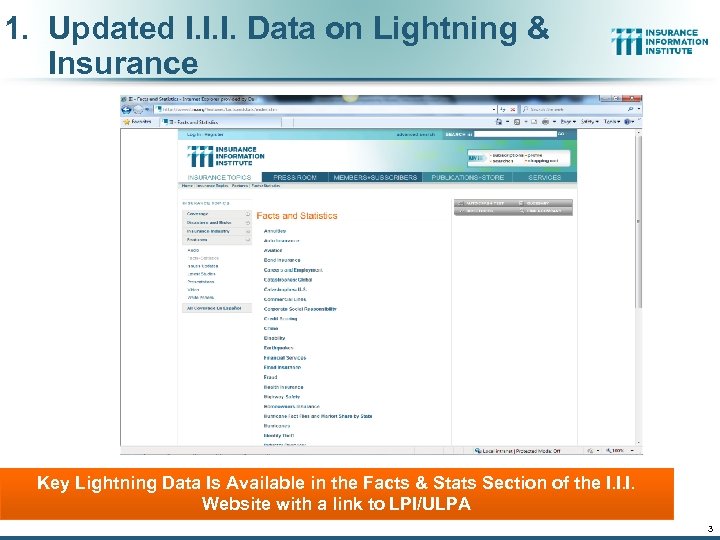 1. Updated I. I. I. Data on Lightning & Insurance Key Lightning Data Is