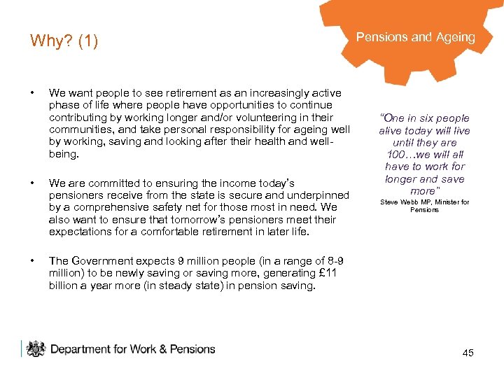 Why? (1) • • • We want people to see retirement as an increasingly