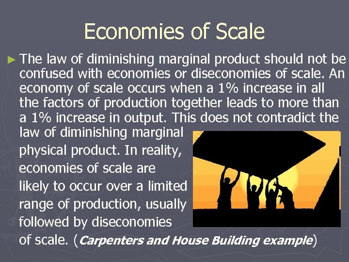 Economies of Scale ► The law of diminishing marginal product should not be confused