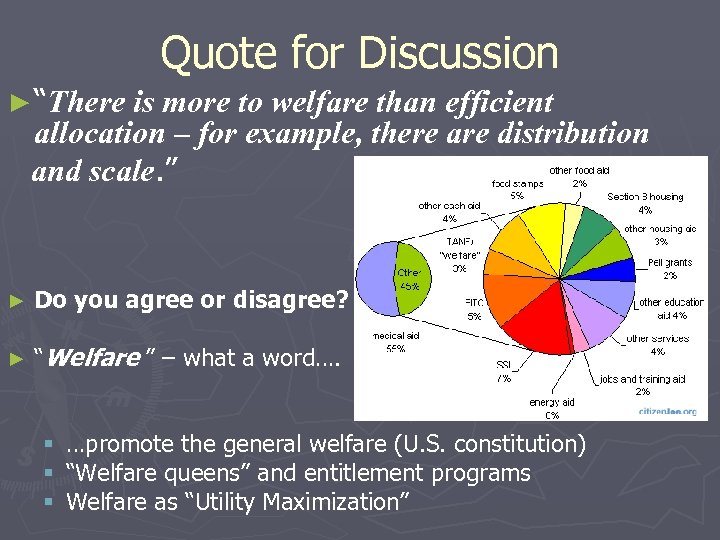Quote for Discussion ► “There is more to welfare than efficient allocation – for