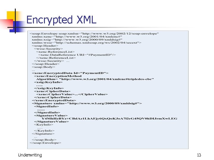 Encrypted XML Underwriting 13 