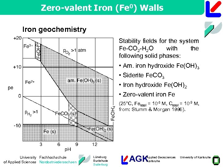 Zero-valent Iron (Fe 0) Walls Iron geochemistry Stability fields for the system Fe-CO 2