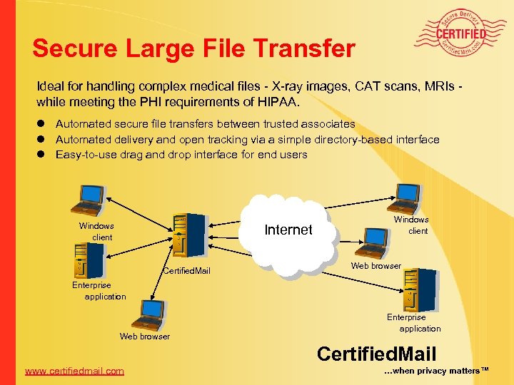 Secure Large File Transfer Ideal for handling complex medical files - X-ray images, CAT