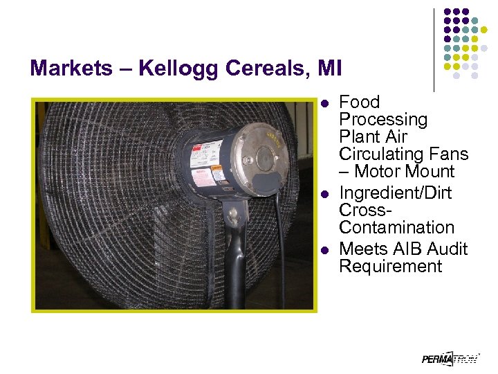 Markets – Kellogg Cereals, MI l l l Food Processing Plant Air Circulating Fans