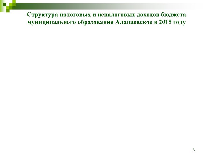 Структура налоговых и неналоговых доходов бюджета муниципального образования Алапаевское в 2015 году 8 