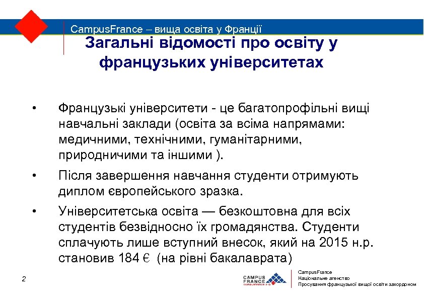 Campus. France – – вища освіта Франції Campus. France вища освіта у у Франції