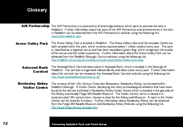 Glossary Ai. R Partnership The Ai. R Partnership is a partnership of local organisations