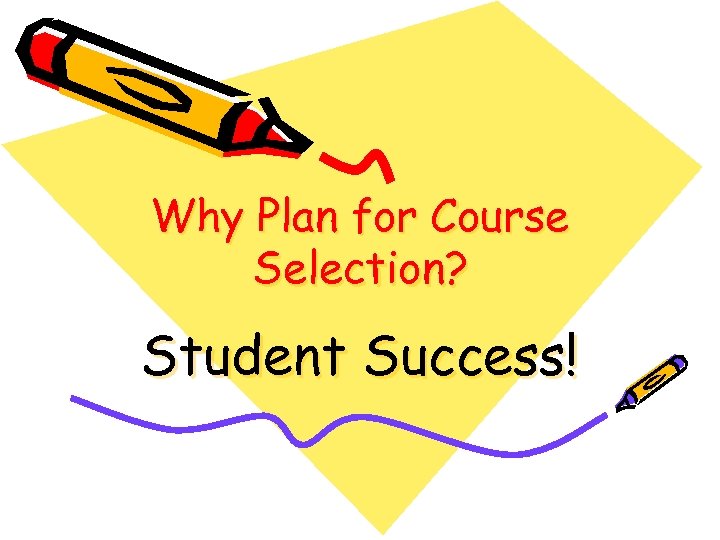 Why Plan for Course Selection? Student Success! 