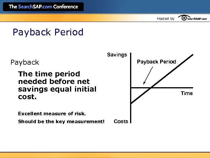 Hosted by Payback Period Savings Payback Period The time period needed before net savings
