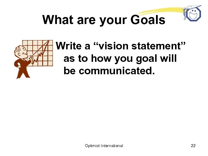 What are your Goals Write a “vision statement” as to how you goal will