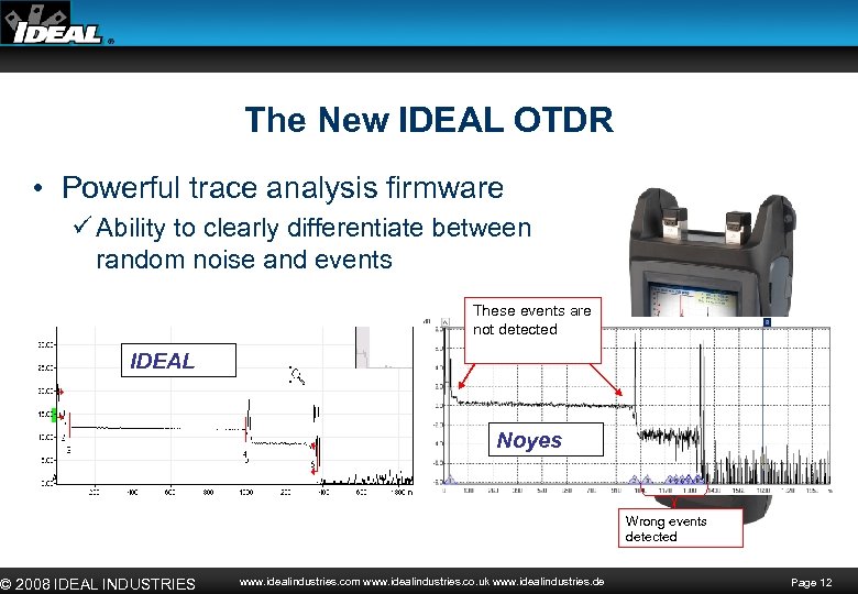 The New IDEAL OTDR • Powerful trace analysis firmware ü Ability to clearly differentiate