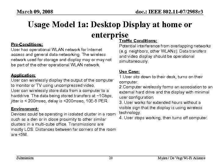 March 09, 2008 doc. : IEEE 802. 11 -07/2988 r 3 Usage Model 1
