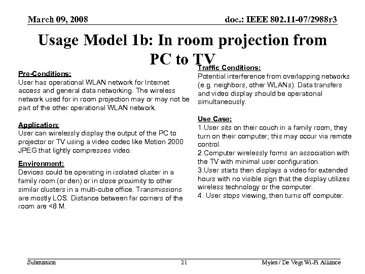 March 09, 2008 doc. : IEEE 802. 11 -07/2988 r 3 Usage Model 1