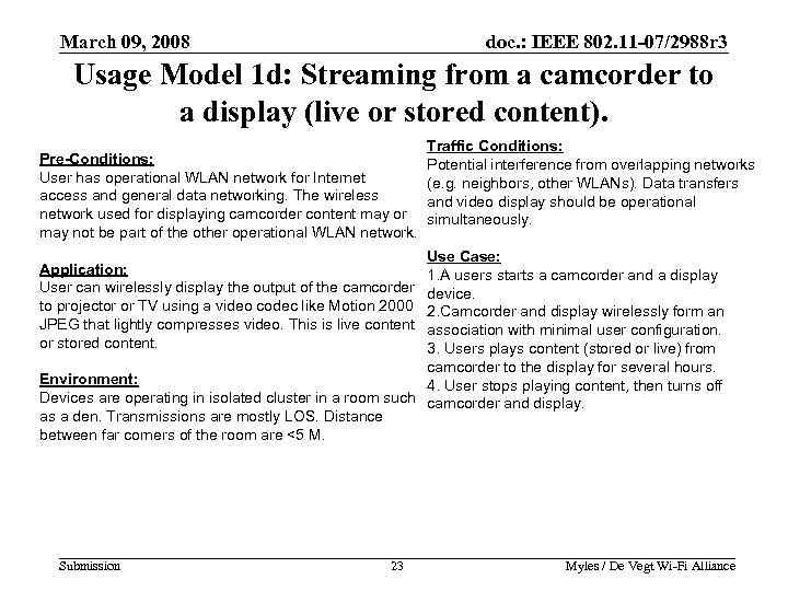 March 09, 2008 doc. : IEEE 802. 11 -07/2988 r 3 Usage Model 1