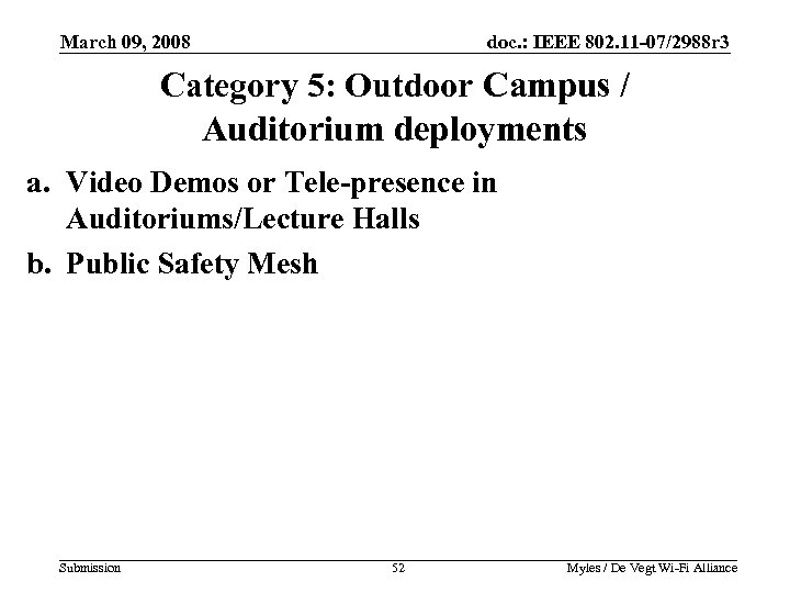 March 09, 2008 doc. : IEEE 802. 11 -07/2988 r 3 Category 5: Outdoor