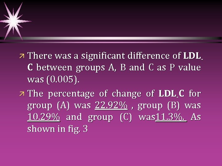 ä There was a significant difference of LDL- C between groups A, B and