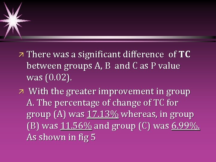 ä There was a significant difference of TC between groups A, B and C
