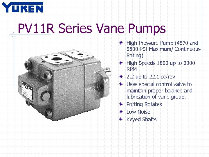 PV 11 R Series Vane Pumps High Pressure Pump (4570 and 5800 PSI Maximum/