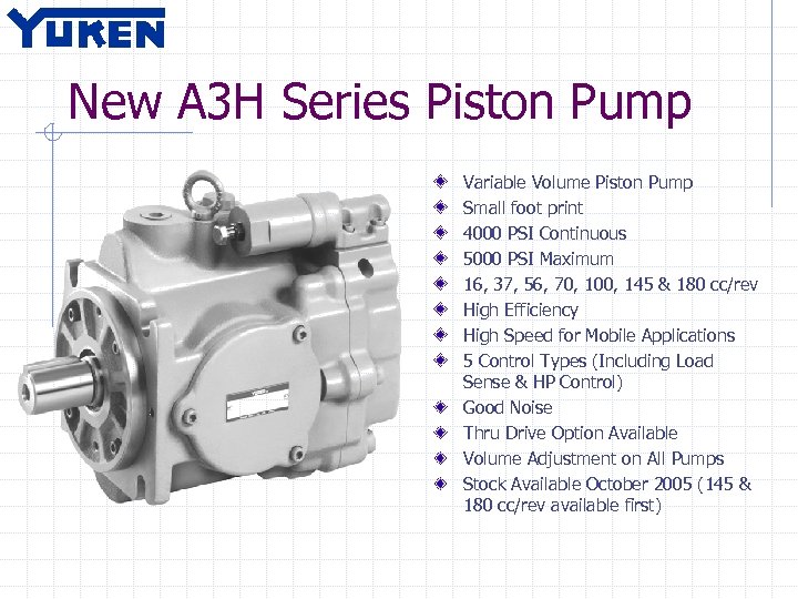 New A 3 H Series Piston Pump Variable Volume Piston Pump Small foot print