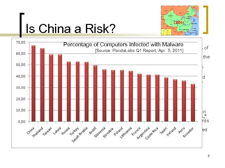 Is China a Risk? n n n Percentage of Computers Infected with Malware January