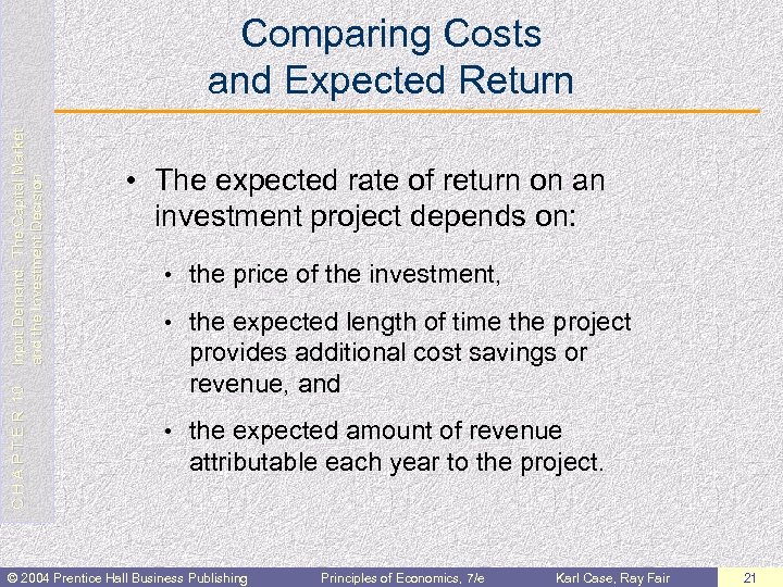 C H A P T E R 10 Input Demand: The Capital Market and