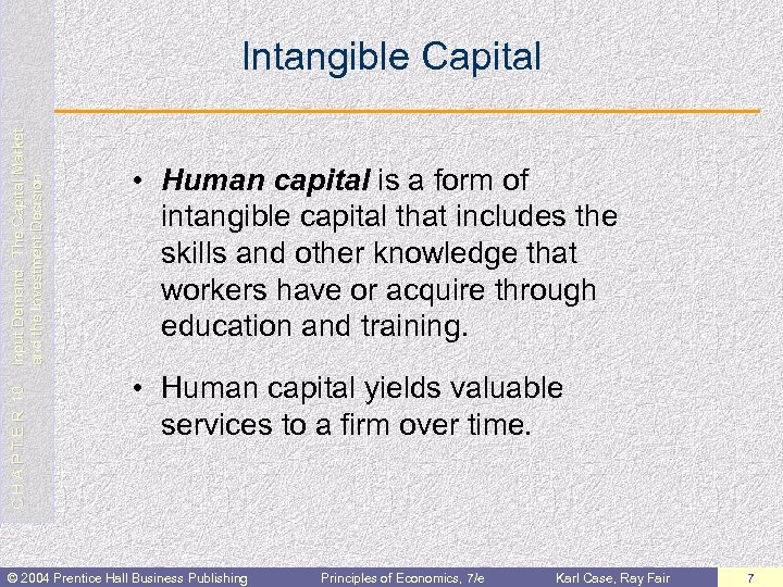 C H A P T E R 10 Input Demand: The Capital Market and