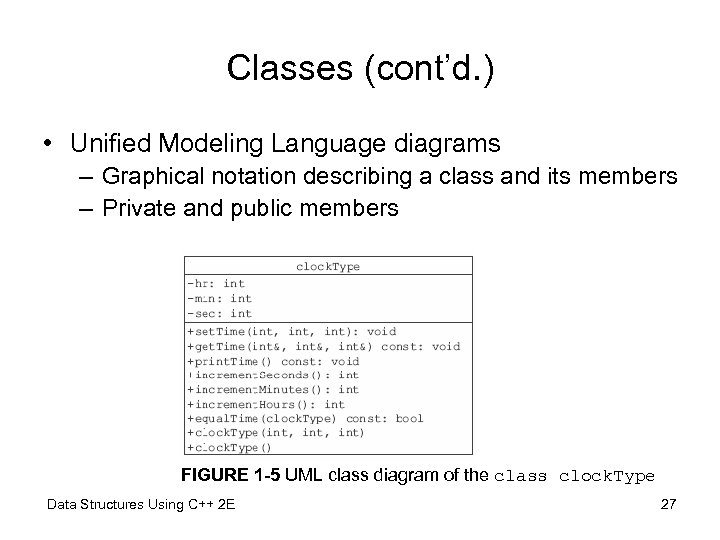 Classes (cont’d. ) • Unified Modeling Language diagrams – Graphical notation describing a class