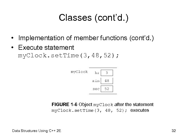 Classes (cont’d. ) • Implementation of member functions (cont’d. ) • Execute statement my.