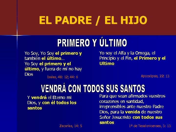 EL PADRE / EL HIJO Yo Soy, Yo Soy el primero y también el