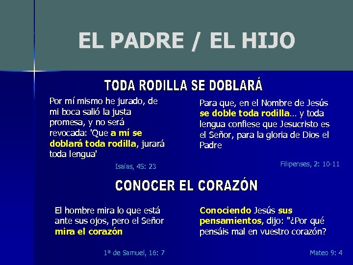 EL PADRE / EL HIJO Por mí mismo he jurado, de mi boca salió