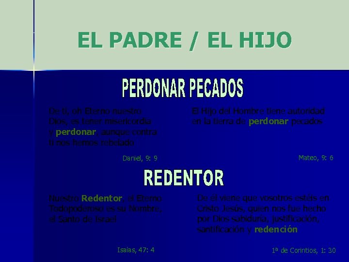 EL PADRE / EL HIJO De ti, oh Eterno nuestro Dios, es tener misericordia