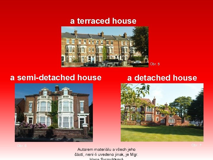 a terraced house Obr. 5 a semi-detached house Obr. 6 a detached house Autorem