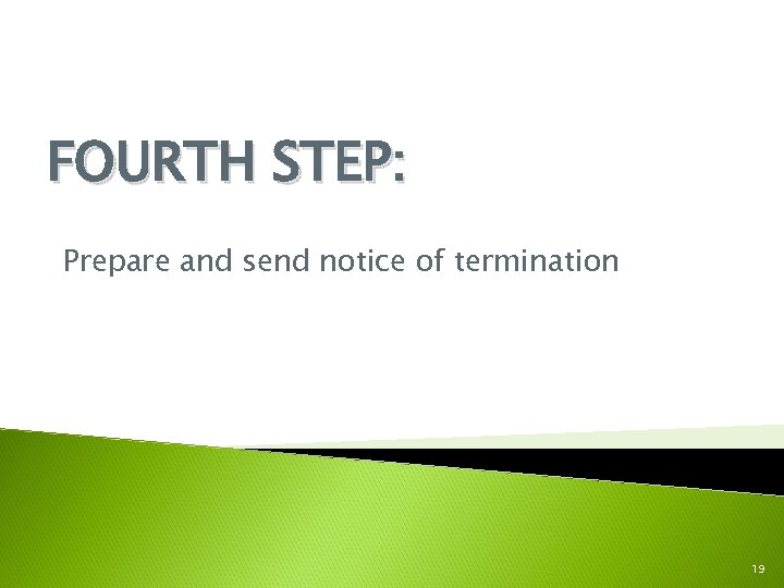 FOURTH STEP: Prepare and send notice of termination 19 