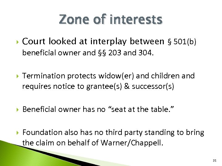 Zone of interests Court looked at interplay between § 501(b) beneficial owner and §§