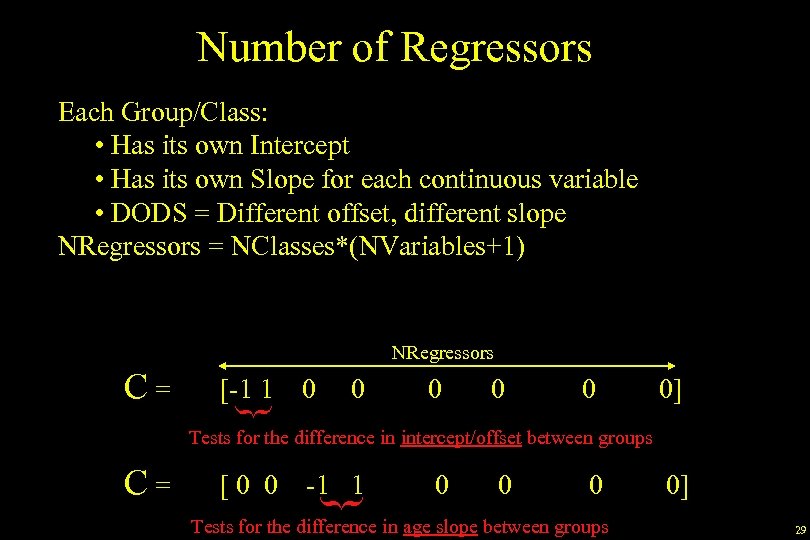 Number of Regressors Each Group/Class: • Has its own Intercept • Has its own