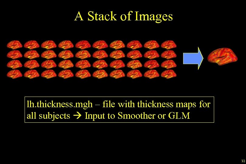A Stack of Images lh. thickness. mgh – file with thickness maps for all