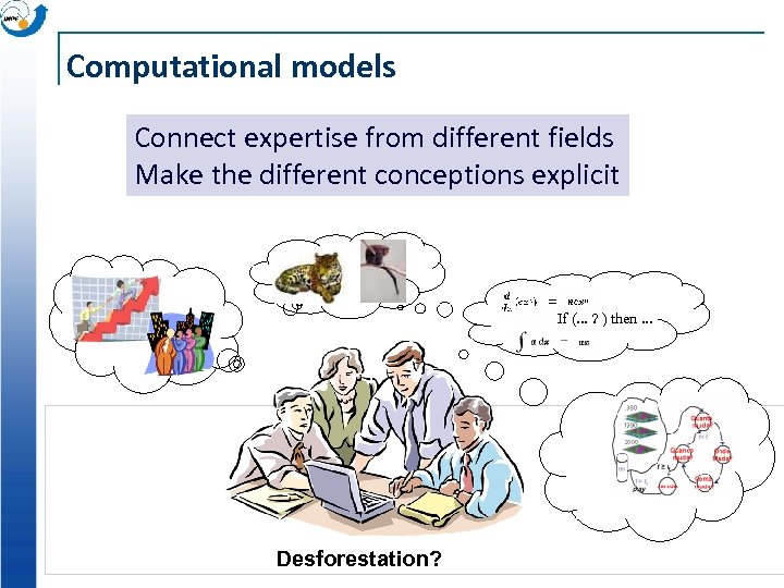 Computational models Connect expertise from different fields Make the different conceptions explicit If (.