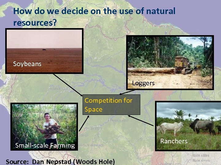 How do we decide on the use of natural resources? Soybeans Loggers Competition for