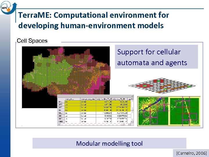 Terra. ME: Computational environment for developing human-environment models Cell Spaces Support for cellular automata